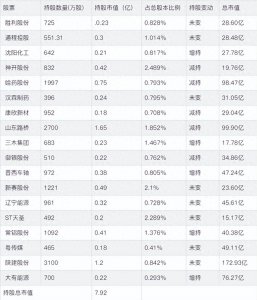 ​大牛散夏重阳2024年3季度重仓股票情况