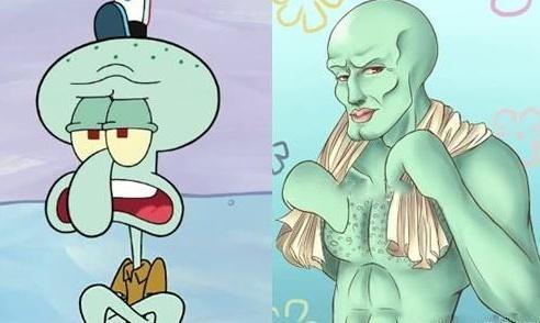 海绵宝宝:当这5位角色长大之后,章鱼哥身材健美,珊迪变美少女