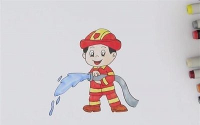 ​消防员简笔画，消防员叔叔简笔画？